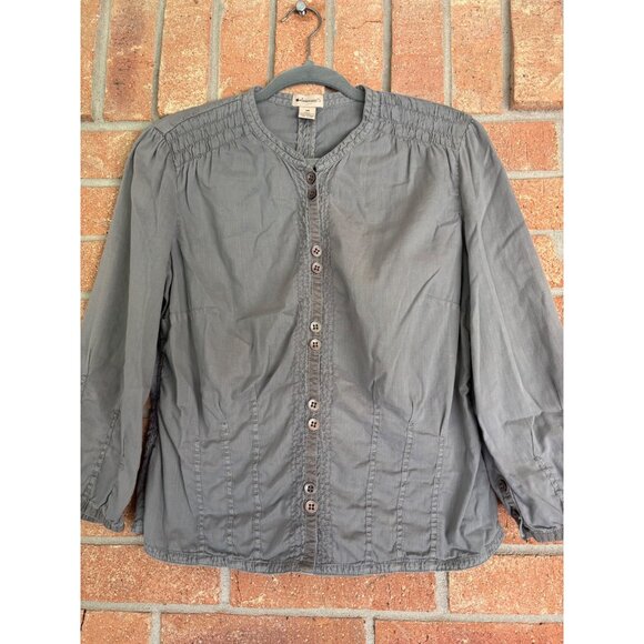 Anthropologie Elevenses Button-Up Blouse With Ruched Details & Long Sleeves - Picture 1 of 10